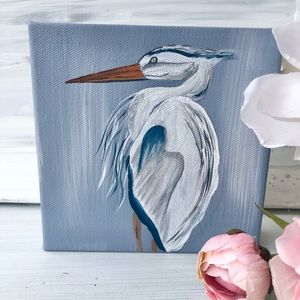 Louisiana egret hand painted canvas